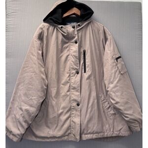 Venezia Jeans Womens 22/24 Hooded Anorak Jacket Taupe Beige Fleece Lined Coat